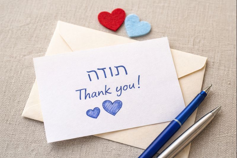A thank-you letter sent to Yad B’Yad charity expressing gratitude and appreciation